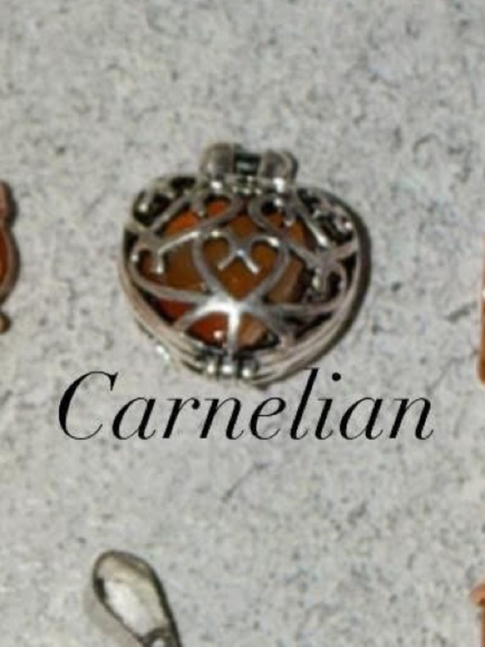 Carnelian Filigree Heart Pendant Necklace - Persephone XVIII